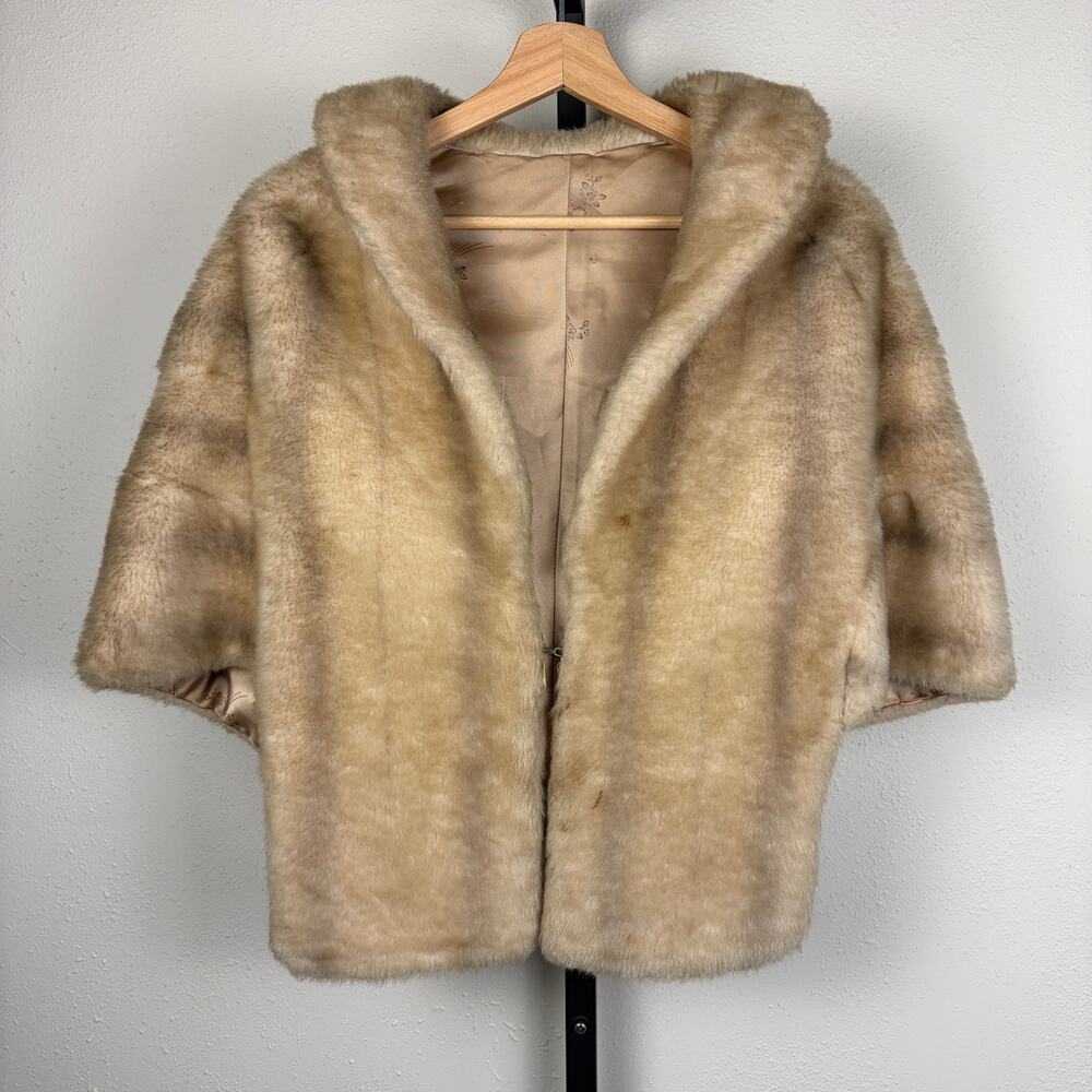 Vintage Regina Glenara by Glenoit Faux Fur Stole Shawl Wrap Cape Womens S/M